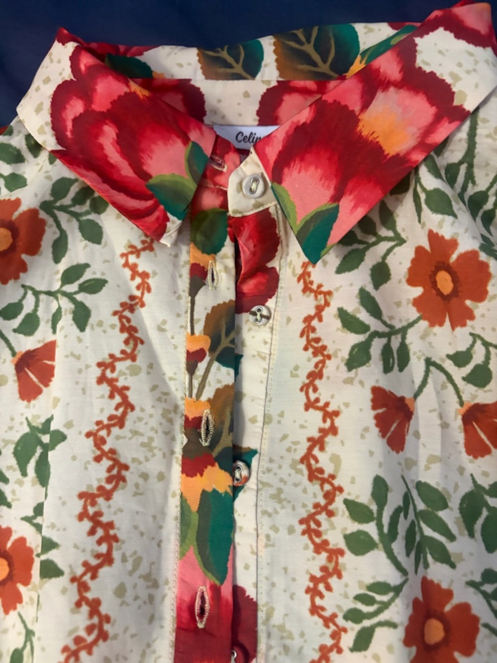Celina Moon Floral Belted Cotton Shirt dress - sz NWT- LG-- floral bohemian - Picture 4 of 9